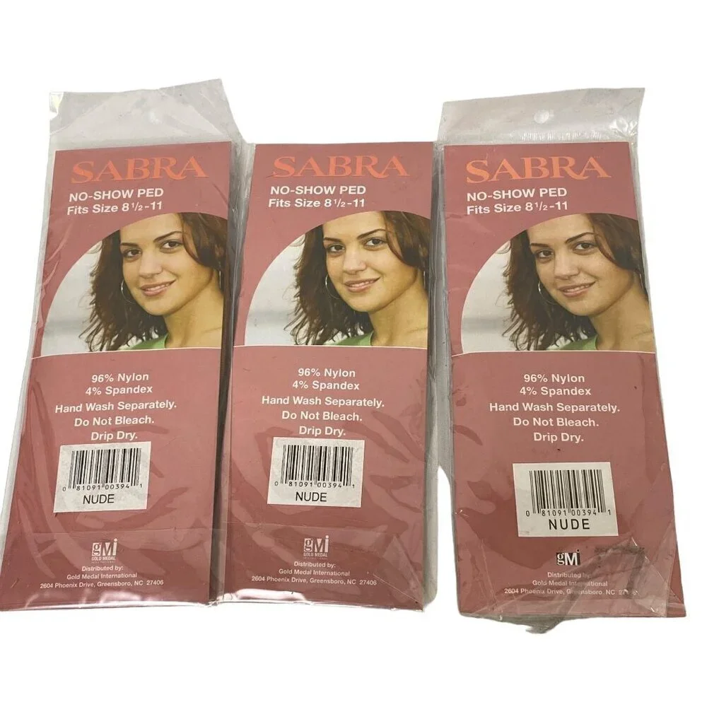 Sabra Nylon No-Show Peds 9 Pair (3packs of 3) Nude Color